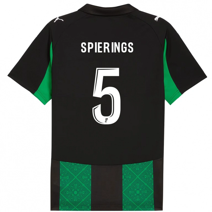 Danxen Bambino Maglia Stijn Spierings #5 Nero Verde Kit Gara Away 2025/26 Maglietta