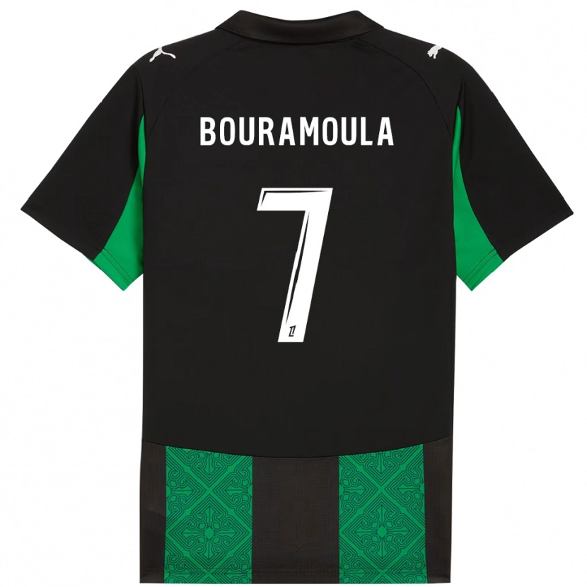 Danxen Bambino Maglia Ilies Bouramoula #7 Nero Verde Kit Gara Away 2025/26 Maglietta