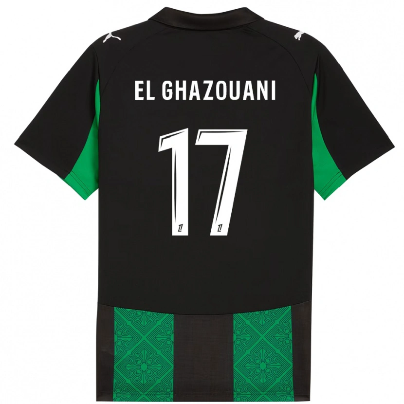 Danxen Bambino Maglia Fatima El Ghazouani #17 Nero Verde Kit Gara Away 2025/26 Maglietta