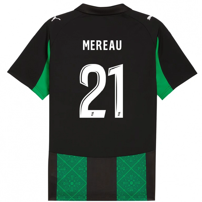 Danxen Bambino Maglia Alizée Mereau #21 Nero Verde Kit Gara Away 2025/26 Maglietta