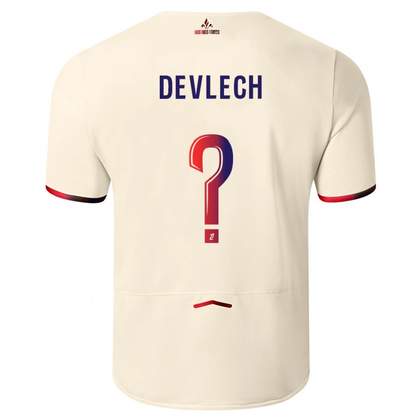 Danxen Bambino Maglia Gwenaëlle Devleesschauwer #0 Bianco Sporco Rosso Kit Gara Away 2025/26 Maglietta