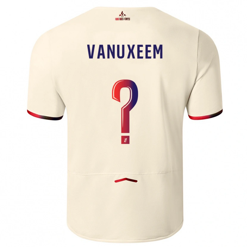 Danxen Bambino Maglia Joséphine Vanuxeem #0 Bianco Sporco Rosso Kit Gara Away 2025/26 Maglietta