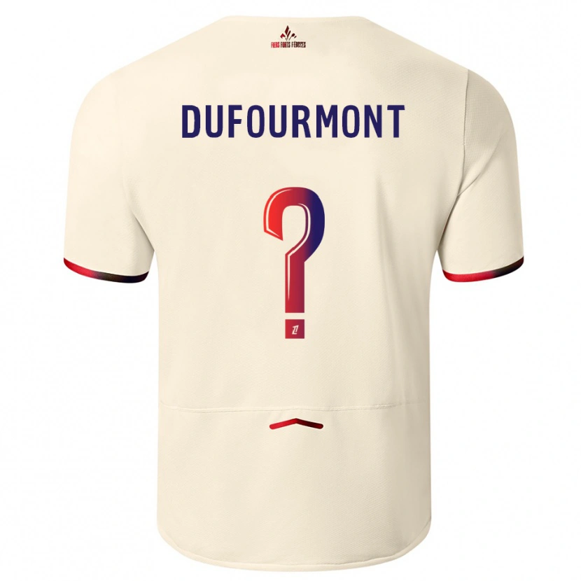 Danxen Bambino Maglia Eléa Dufourmont #0 Bianco Sporco Rosso Kit Gara Away 2025/26 Maglietta