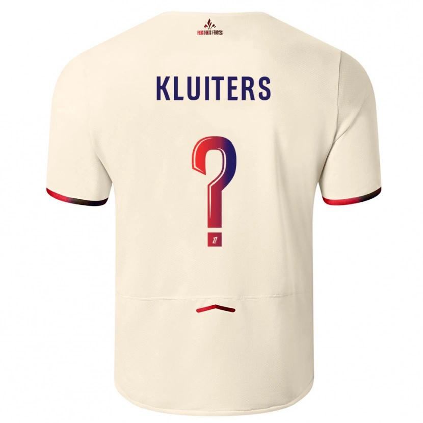 Danxen Bambino Maglia Luuk Kluiters #0 Bianco Sporco Rosso Kit Gara Away 2025/26 Maglietta