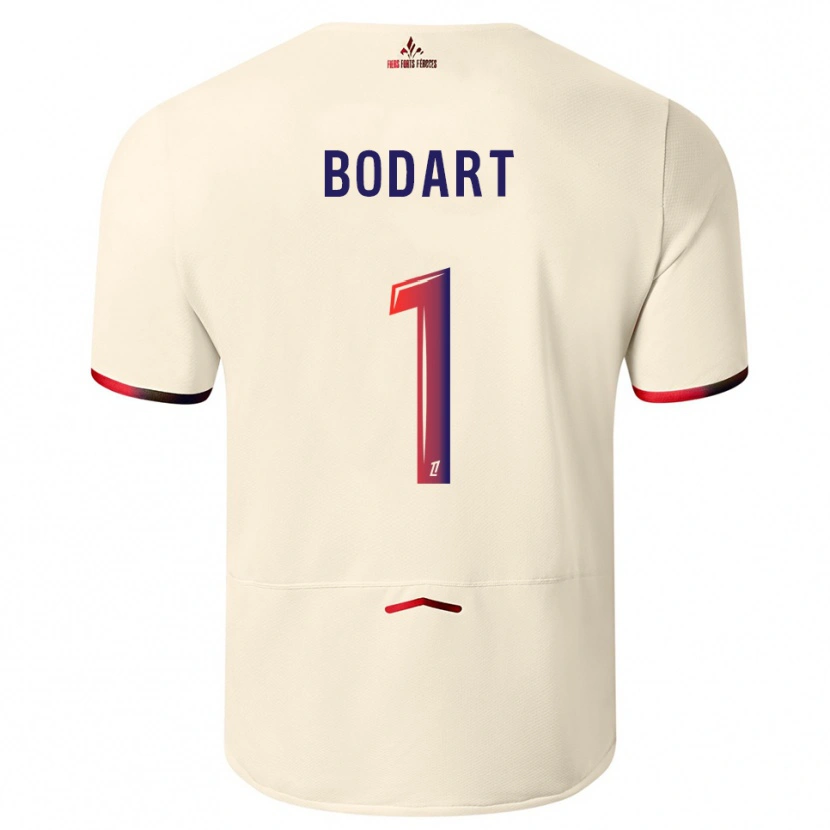 Danxen Bambino Maglia Arnaud Bodart #1 Bianco Sporco Rosso Kit Gara Away 2025/26 Maglietta