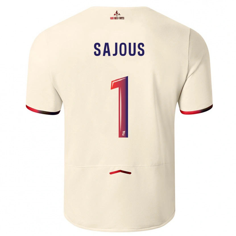 Danxen Bambino Maglia Thomas Sajous #1 Bianco Sporco Rosso Kit Gara Away 2025/26 Maglietta