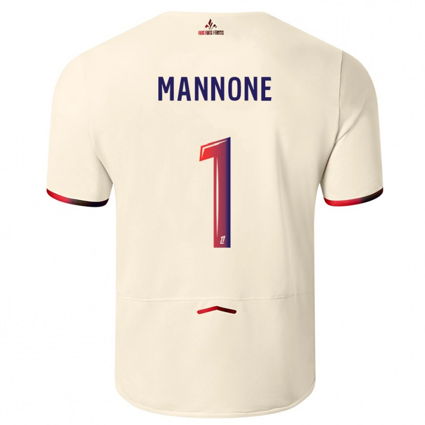 Danxen Bambino Maglia Vito Mannone #1 Bianco Sporco Rosso Kit Gara Away 2025/26 Maglietta