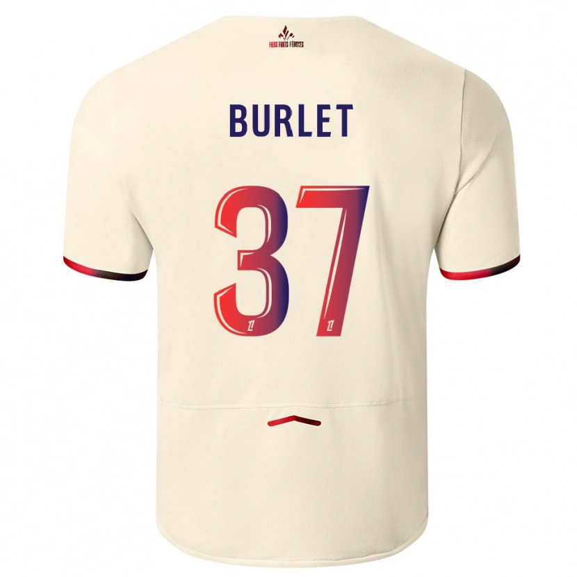 Danxen Bambino Maglia Vincent Burlet #37 Bianco Sporco Rosso Kit Gara Away 2025/26 Maglietta