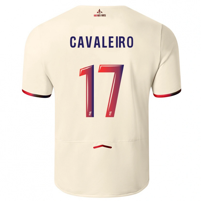 Danxen Bambino Maglia Ivan Cavaleiro #17 Bianco Sporco Rosso Kit Gara Away 2025/26 Maglietta