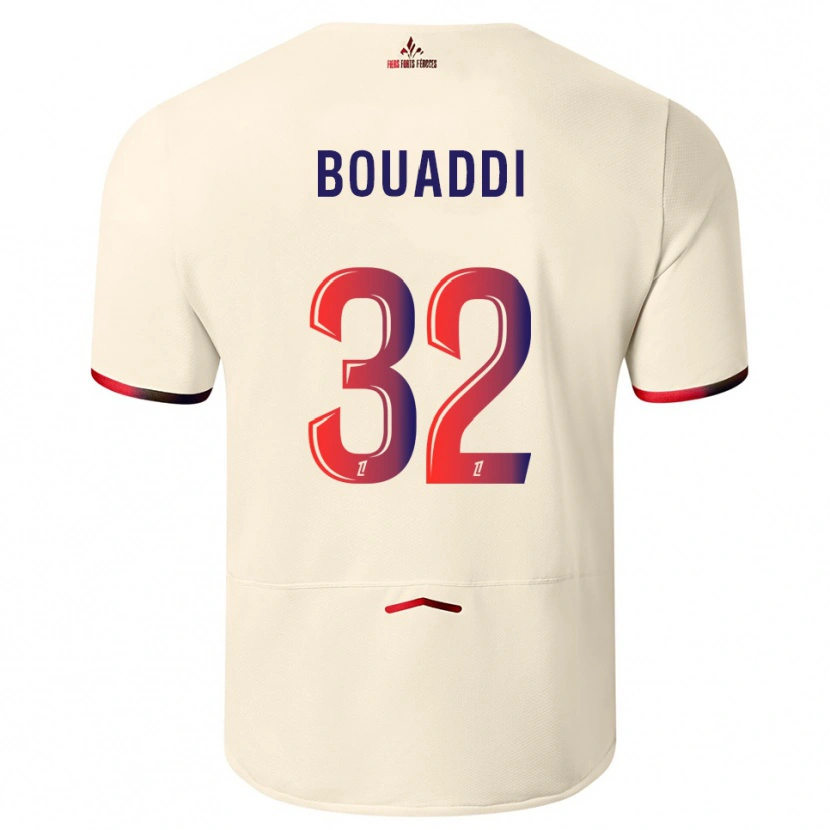 Danxen Bambino Maglia Ayyoub Bouaddi #32 Bianco Sporco Rosso Kit Gara Away 2025/26 Maglietta