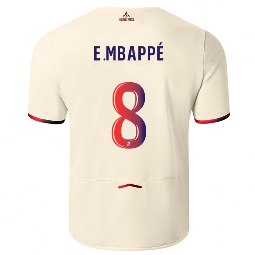 Danxen Bambino Maglia Ethan Mbappé #8 Bianco Sporco Rosso Kit Gara Away 2025/26 Maglietta