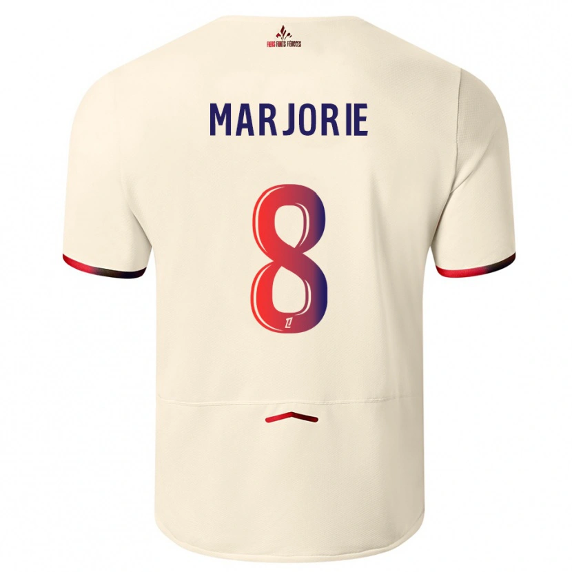 Danxen Bambino Maglia Marjorie #8 Bianco Sporco Rosso Kit Gara Away 2025/26 Maglietta