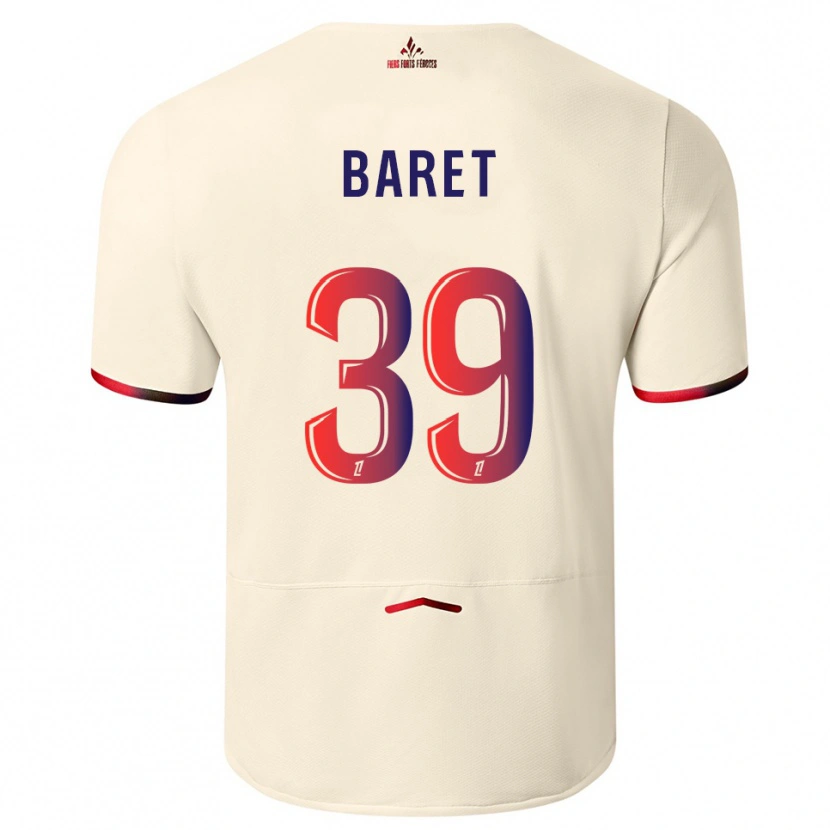 Danxen Bambino Maglia Lilian Baret #39 Bianco Sporco Rosso Kit Gara Away 2025/26 Maglietta