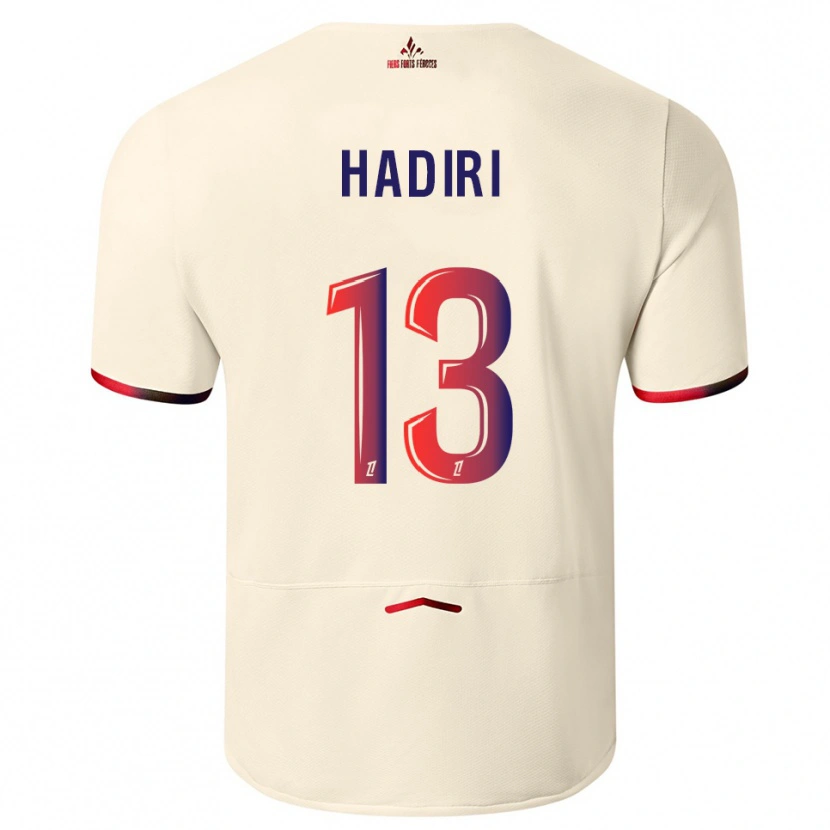 Danxen Bambino Maglia Elias Hadiri #13 Bianco Sporco Rosso Kit Gara Away 2025/26 Maglietta