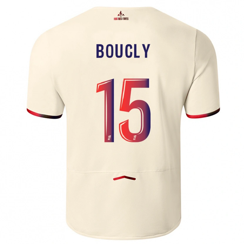 Danxen Bambino Maglia Maite Boucly #15 Bianco Sporco Rosso Kit Gara Away 2025/26 Maglietta