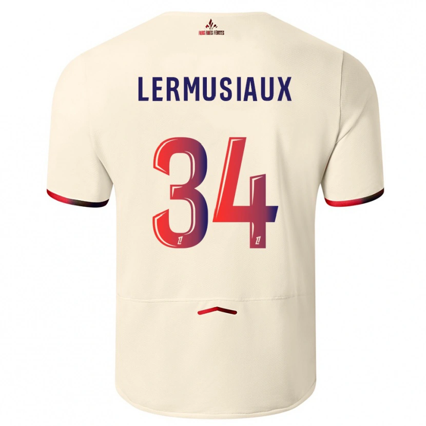 Danxen Bambino Maglia Chrystal Lermusiaux #34 Bianco Sporco Rosso Kit Gara Away 2025/26 Maglietta