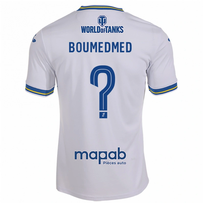 Danxen Bambino Maglia Kamil Boumedmed #0 Bianco Azzurro Kit Gara Away 2025/26 Maglietta