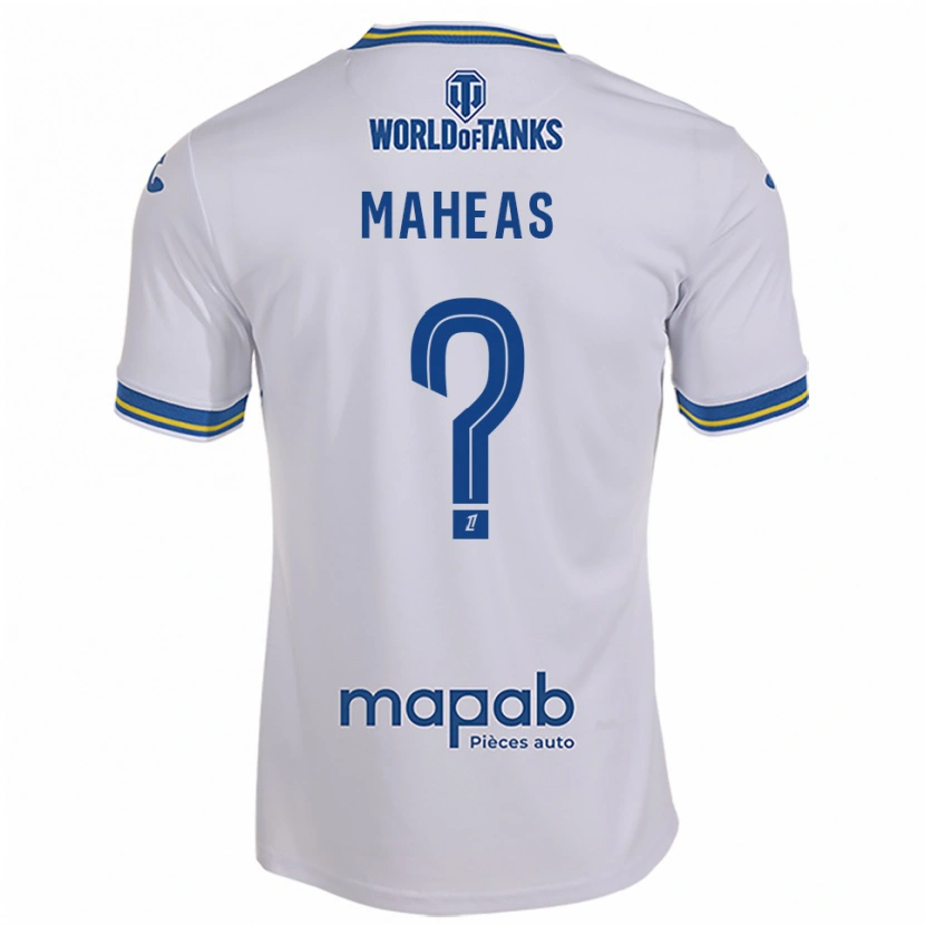 Danxen Bambino Maglia Paul Maheas #0 Bianco Azzurro Kit Gara Away 2025/26 Maglietta