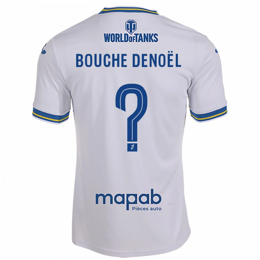 Danxen Bambino Maglia Max Bouche Denoël #0 Bianco Azzurro Kit Gara Away 2025/26 Maglietta