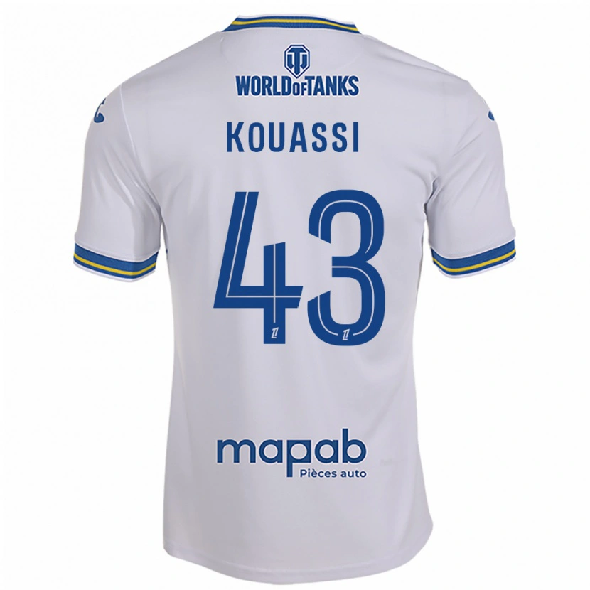 Danxen Bambino Maglia Arsène Kouassi #43 Bianco Azzurro Kit Gara Away 2025/26 Maglietta