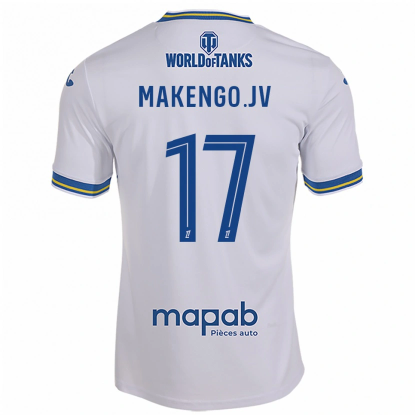 Danxen Bambino Maglia Jean-Victor Makengo #17 Bianco Azzurro Kit Gara Away 2025/26 Maglietta
