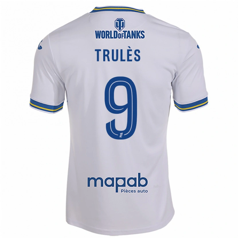 Danxen Bambino Maglia Rayann Trulès #9 Bianco Azzurro Kit Gara Away 2025/26 Maglietta