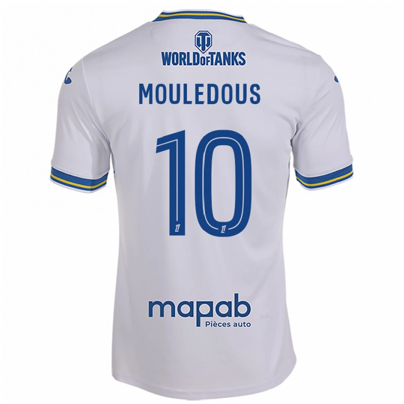 Danxen Bambino Maglia Antton Mouledous #10 Bianco Azzurro Kit Gara Away 2025/26 Maglietta