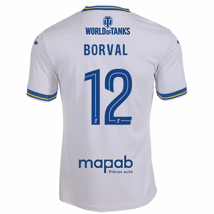 Danxen Bambino Maglia Cyril Borval #12 Bianco Azzurro Kit Gara Away 2025/26 Maglietta