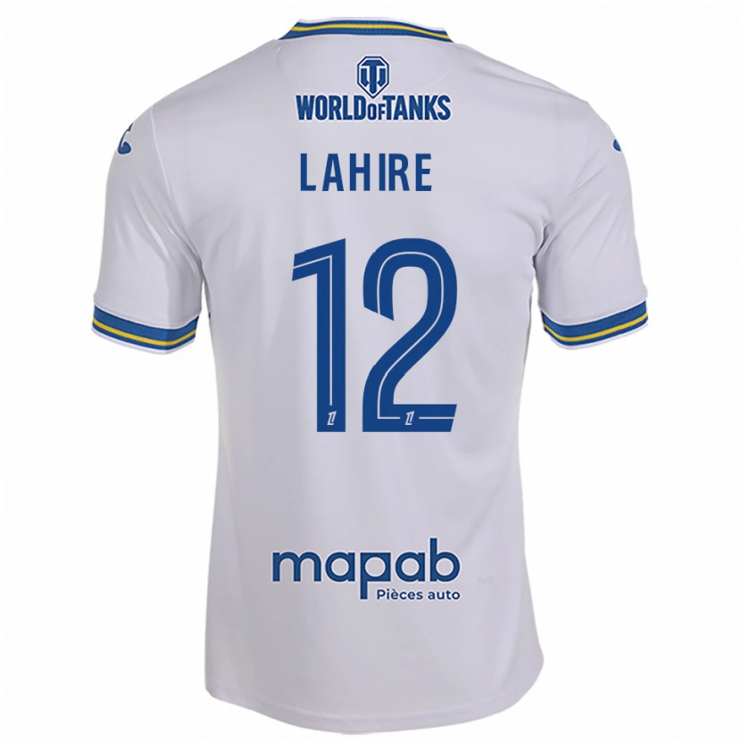Danxen Bambino Maglia Molly Lahire #12 Bianco Azzurro Kit Gara Away 2025/26 Maglietta