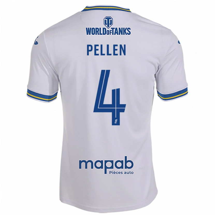 Danxen Bambino Maglia Louise Pellen #4 Bianco Azzurro Kit Gara Away 2025/26 Maglietta