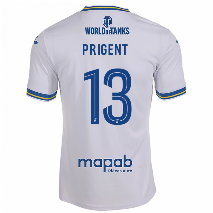 Danxen Bambino Maglia Matéo Prigent #13 Bianco Azzurro Kit Gara Away 2025/26 Maglietta