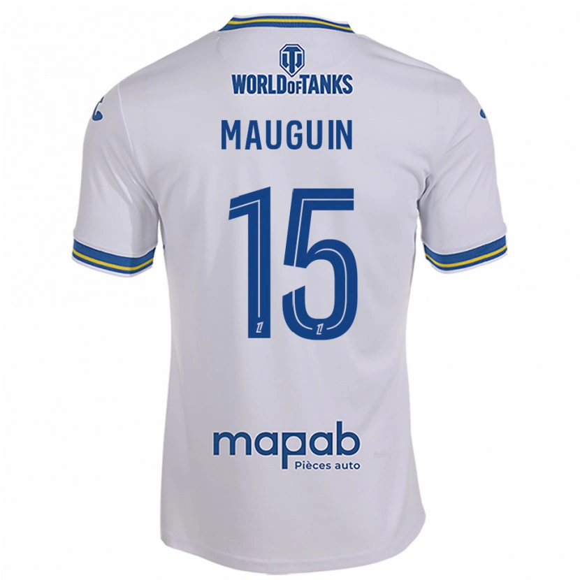 Danxen Bambino Maglia Alexiane Mauguin #15 Bianco Azzurro Kit Gara Away 2025/26 Maglietta