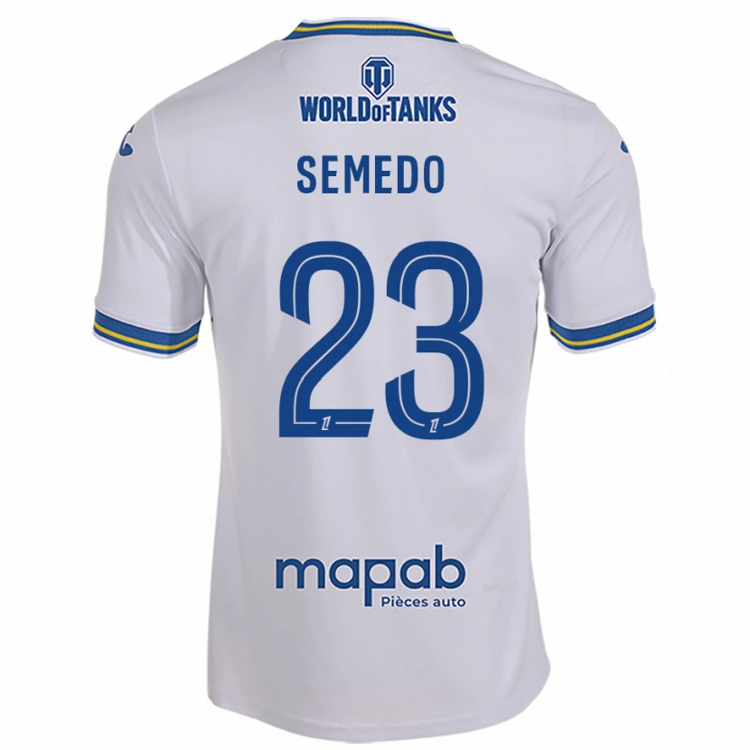 Danxen Bambino Maglia Daniel Semedo #23 Bianco Azzurro Kit Gara Away 2025/26 Maglietta