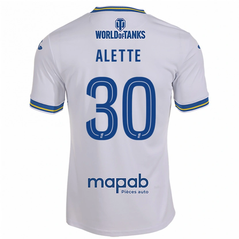 Danxen Bambino Maglia Gaël Alette #30 Bianco Azzurro Kit Gara Away 2025/26 Maglietta