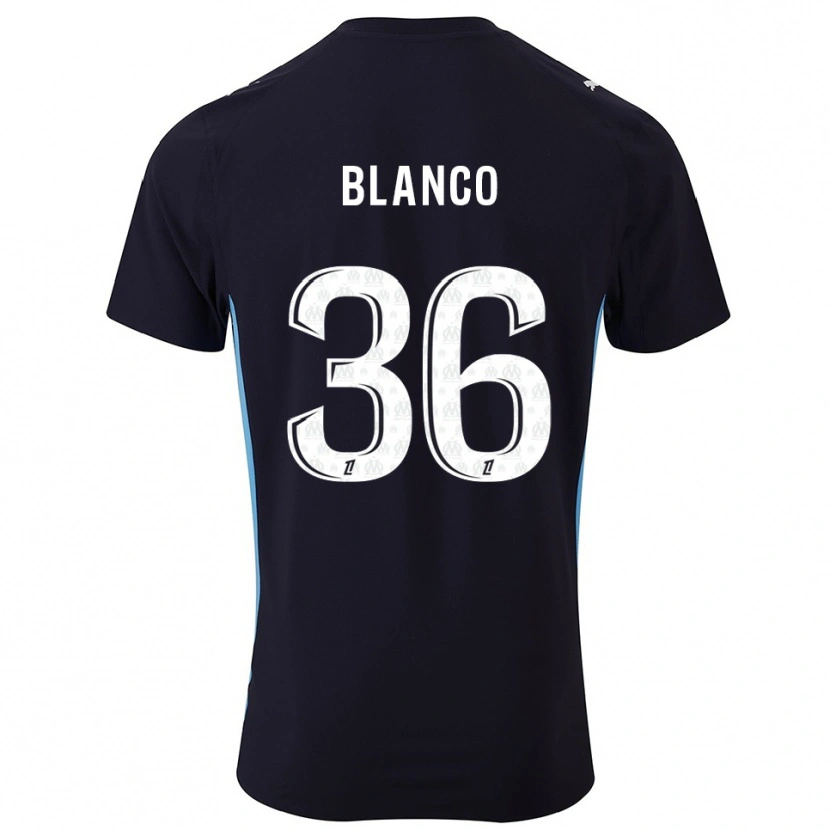 Danxen Bambino Maglia Rubén Blanco #36 Nero Azzurro Kit Gara Away 2025/26 Maglietta