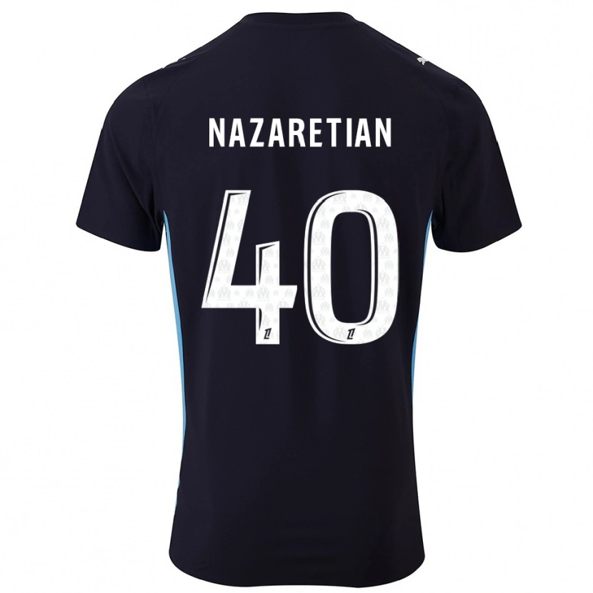 Danxen Bambino Maglia Manuel Nazaretian #40 Nero Azzurro Kit Gara Away 2025/26 Maglietta