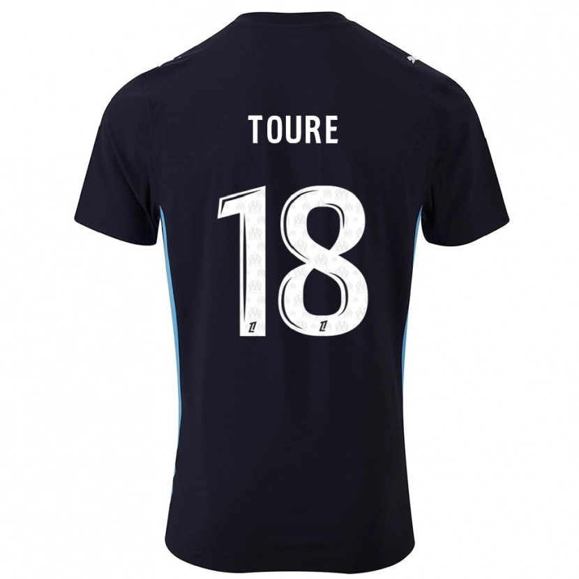 Danxen Bambino Maglia Isaak Toure #18 Nero Azzurro Kit Gara Away 2025/26 Maglietta