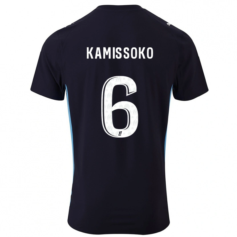Danxen Bambino Maglia Nouhoum Kamissoko #6 Nero Azzurro Kit Gara Away 2025/26 Maglietta