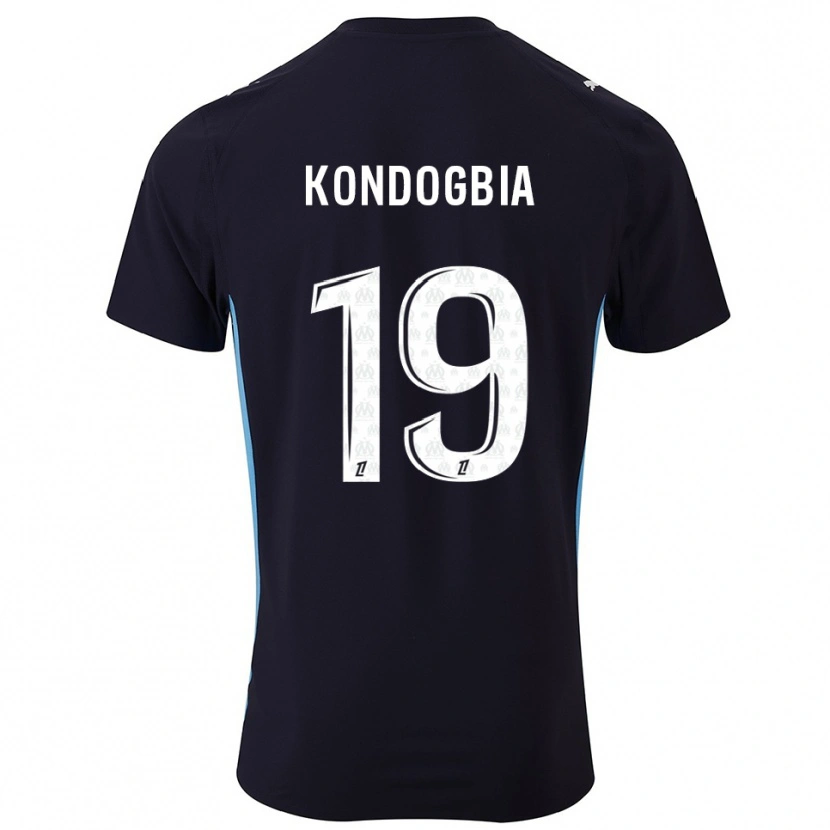 Danxen Bambino Maglia Geoffrey Kondogbia #19 Nero Azzurro Kit Gara Away 2025/26 Maglietta
