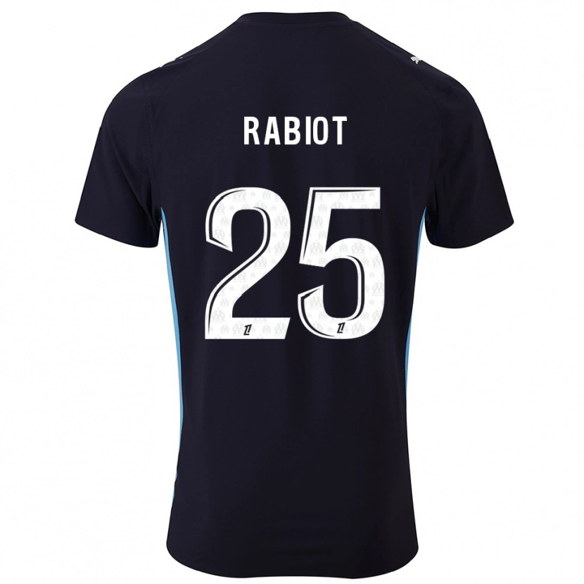 Danxen Bambino Maglia Adrien Rabiot #25 Nero Azzurro Kit Gara Away 2025/26 Maglietta