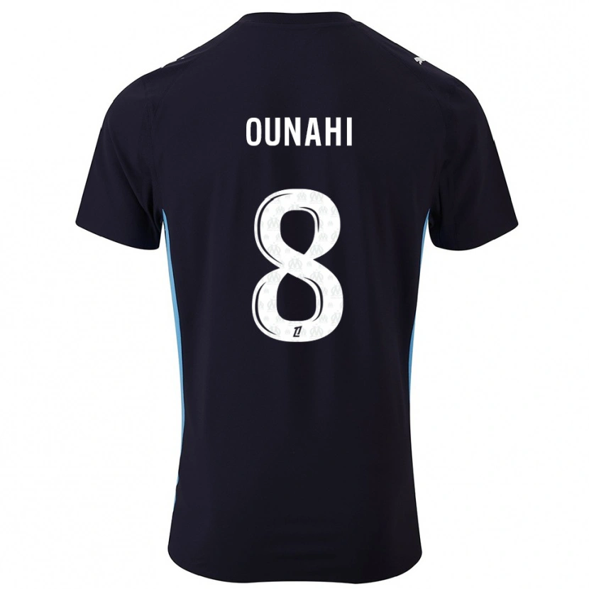 Danxen Bambino Maglia Azzedine Ounahi #8 Nero Azzurro Kit Gara Away 2025/26 Maglietta