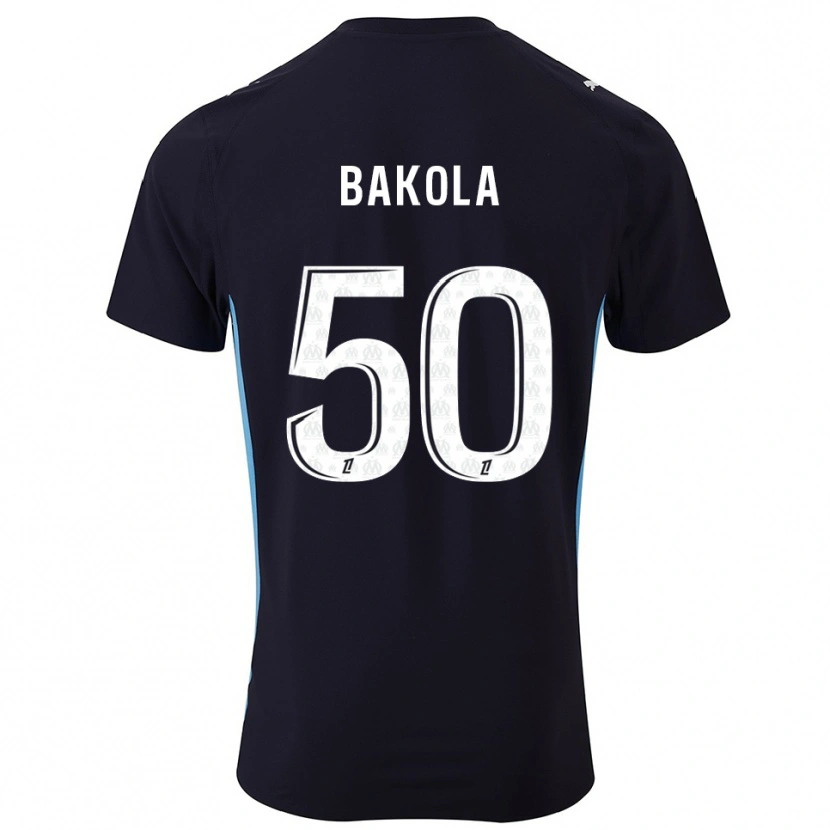 Danxen Bambino Maglia Darryl Bakola #50 Nero Azzurro Kit Gara Away 2025/26 Maglietta
