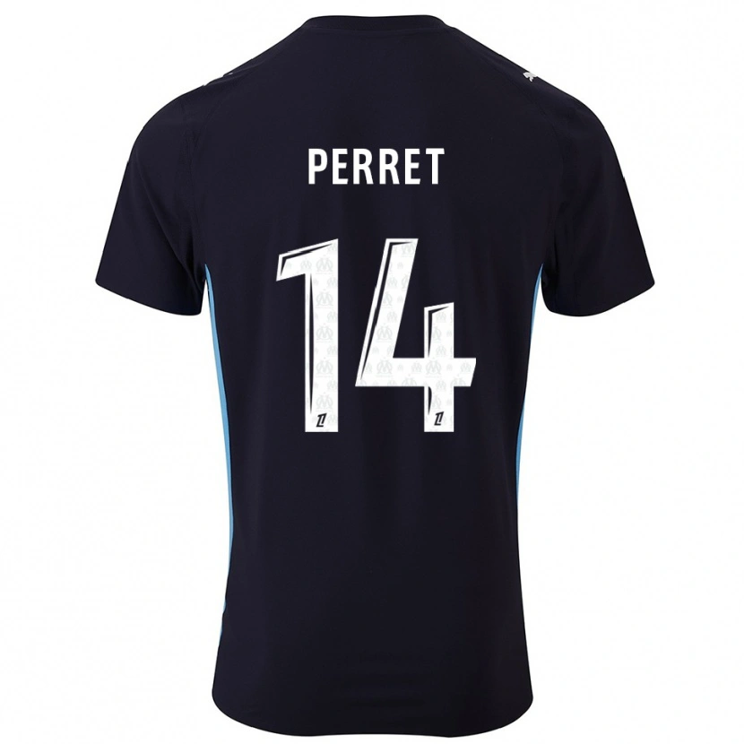 Danxen Bambino Maglia Jenny Perret #14 Nero Azzurro Kit Gara Away 2025/26 Maglietta