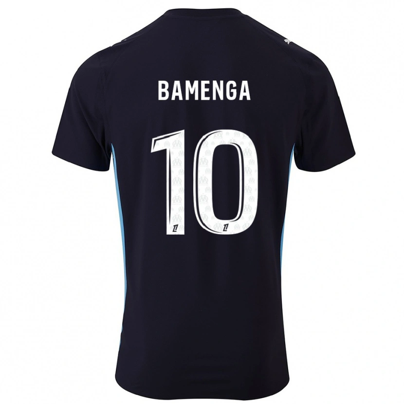 Danxen Bambino Maglia Naomie Bamenga #10 Nero Azzurro Kit Gara Away 2025/26 Maglietta