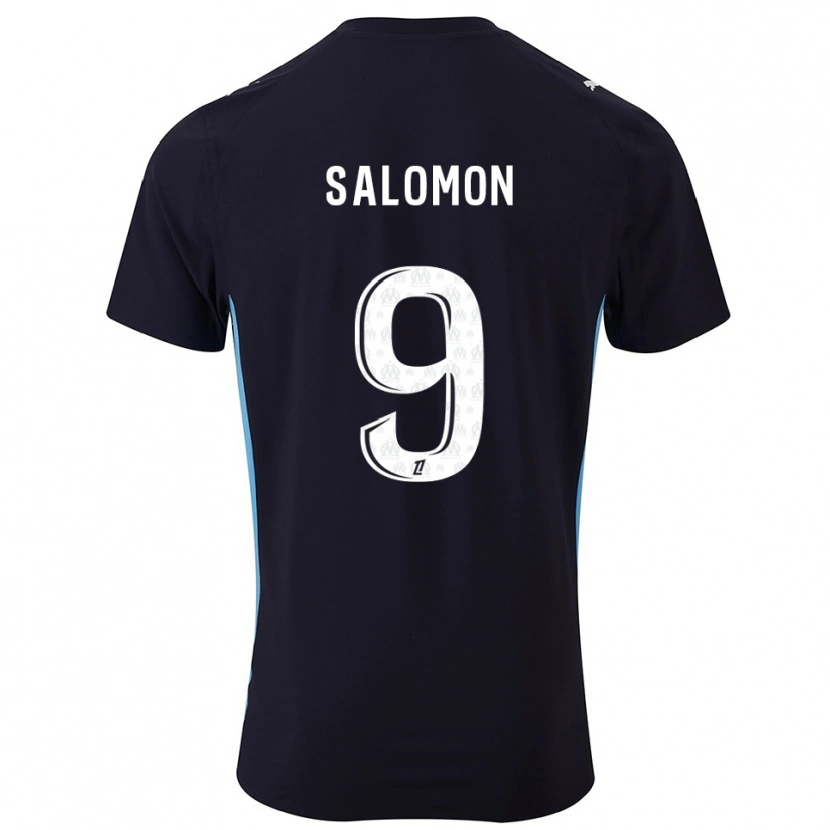 Danxen Bambino Maglia Maeva Salomon #9 Nero Azzurro Kit Gara Away 2025/26 Maglietta