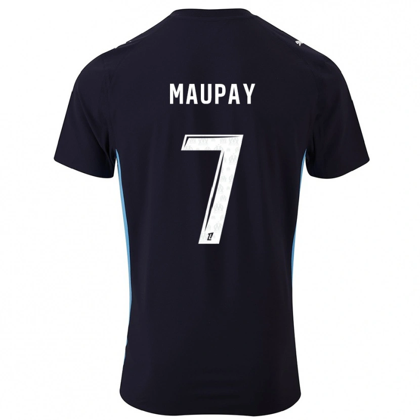 Danxen Bambino Maglia Neal Maupay #7 Nero Azzurro Kit Gara Away 2025/26 Maglietta