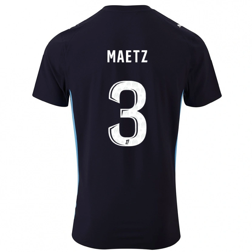 Danxen Bambino Maglia Agathe Maetz #3 Nero Azzurro Kit Gara Away 2025/26 Maglietta