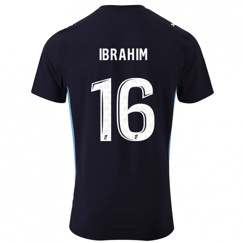 Danxen Bambino Maglia Ayman Ibrahim #16 Nero Azzurro Kit Gara Away 2025/26 Maglietta