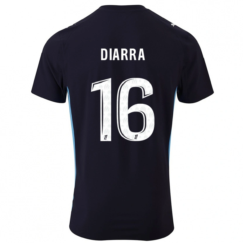 Danxen Bambino Maglia Cheick Diarra #16 Nero Azzurro Kit Gara Away 2025/26 Maglietta