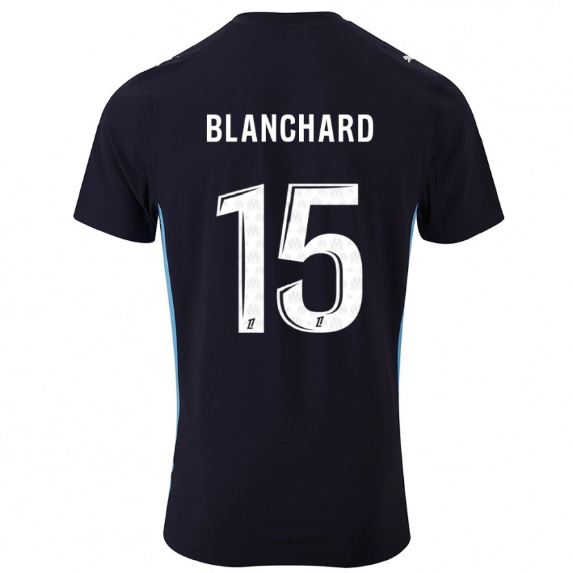 Danxen Bambino Maglia Ninon Blanchard #15 Nero Azzurro Kit Gara Away 2025/26 Maglietta